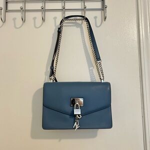 DKNY Blue Leather Crossbody Bag with Chain Strap ECU